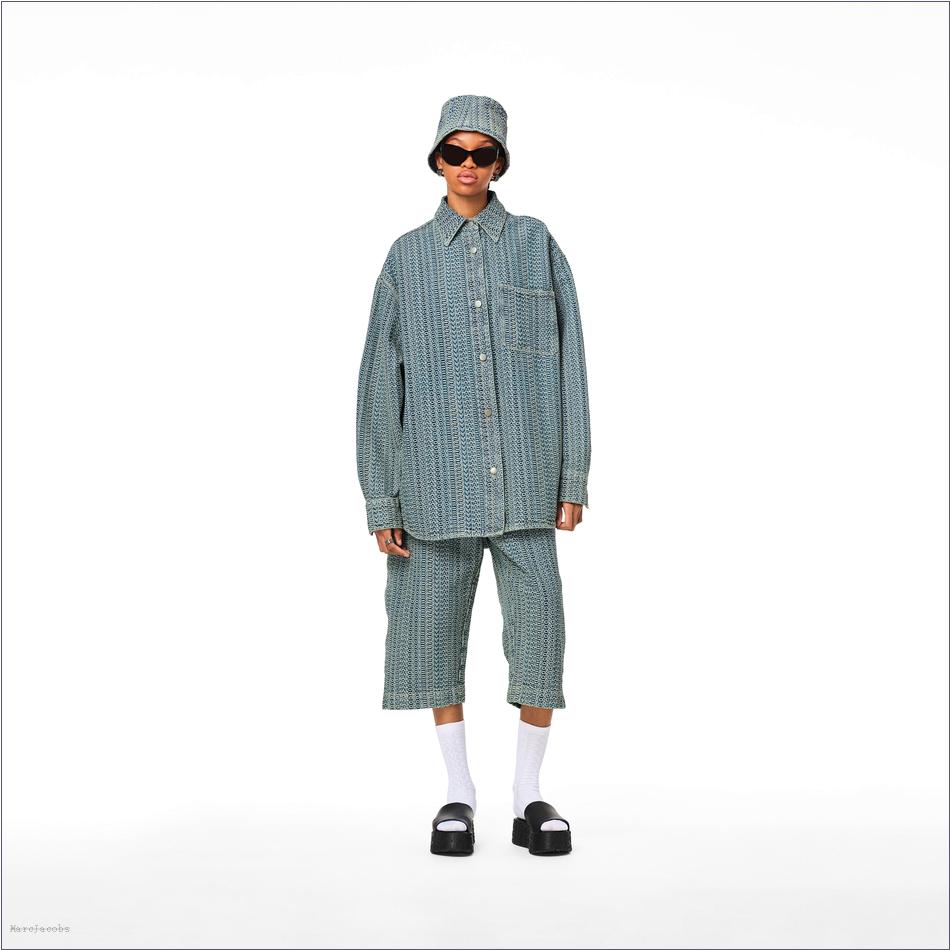  Marc Jacobs SUN FADED DENIM MARCDOWN/View All Marcdown/The Washed Monogram Oversized Denim Short