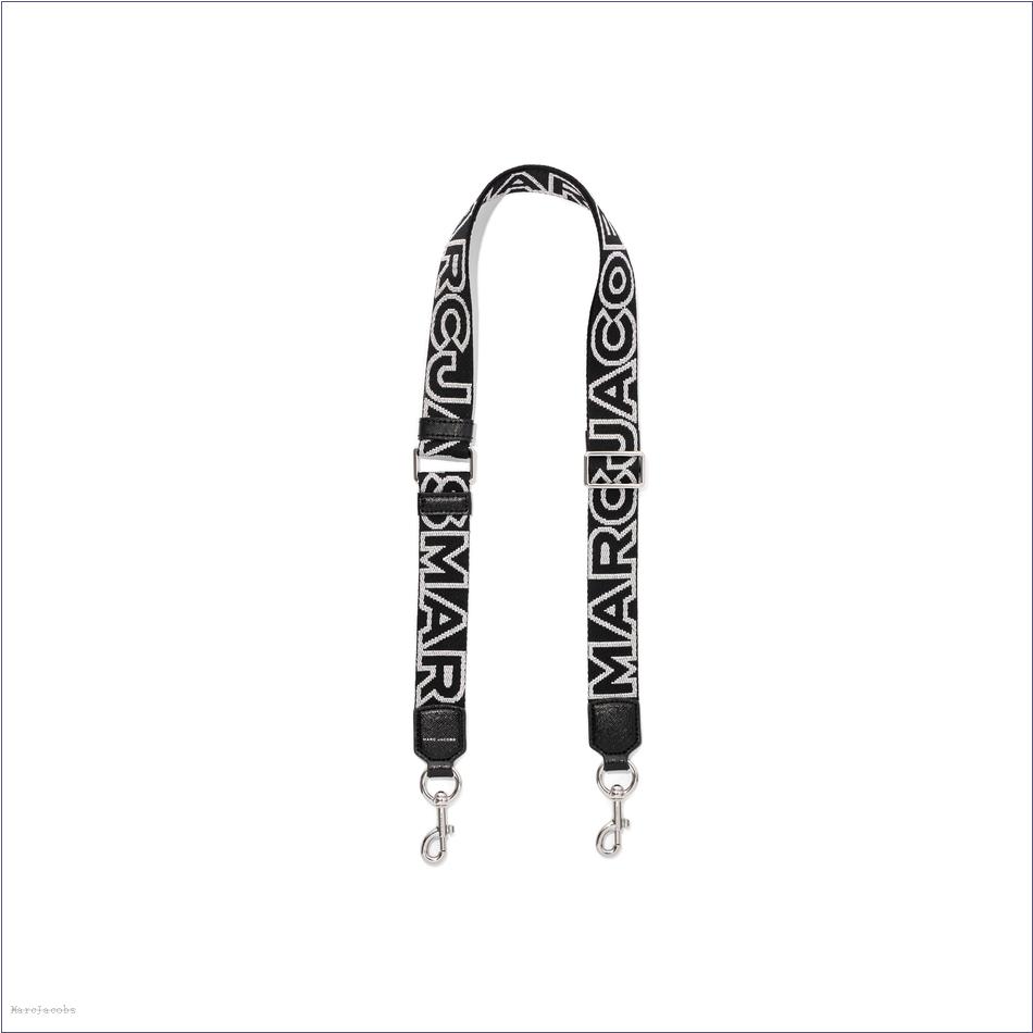  Marc Jacobs BLACK/SILVER ACCESSORIES/Straps/The Thin Outline Logo Webbing Strap