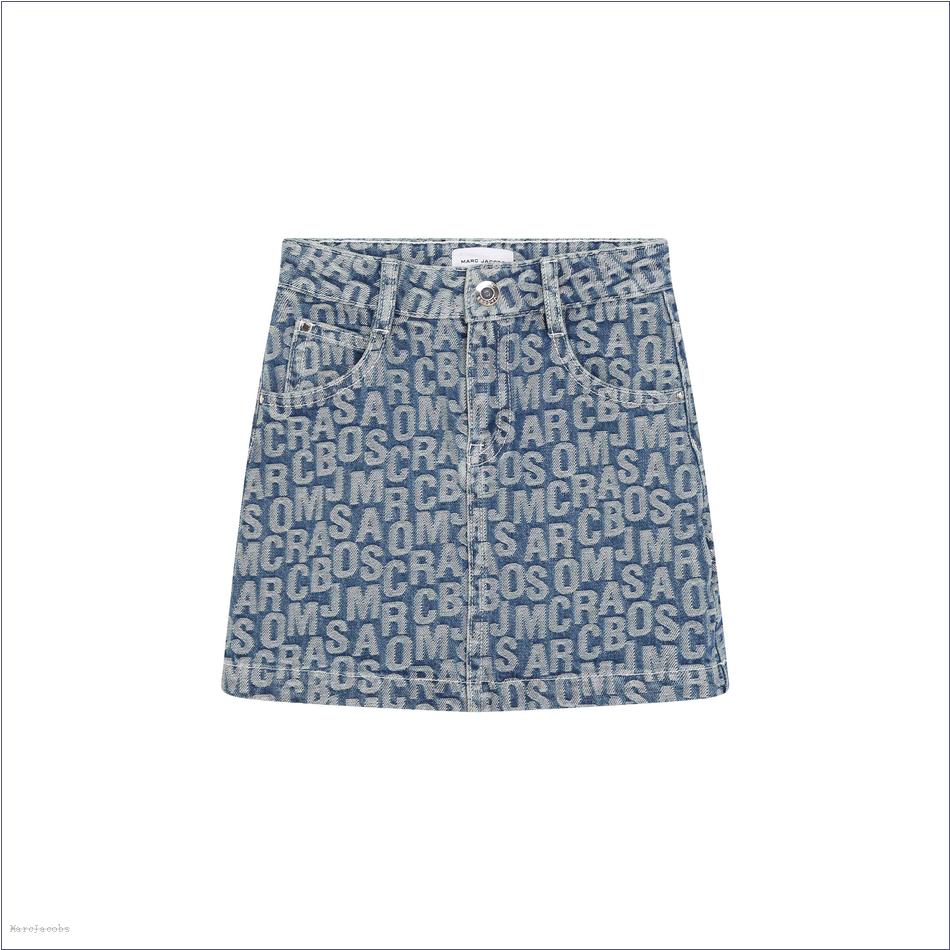  Marc Jacobs DENIM BLUE MARCDOWN/View All Marcdown/The Jumbled Monogram Denim Skirt